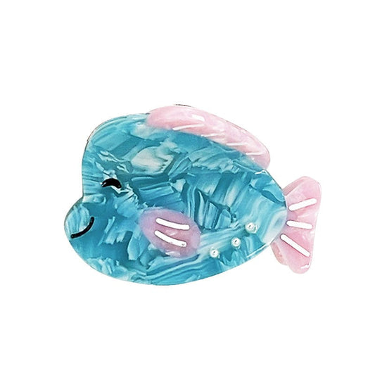 Small  Pink and Blue Smiling Little Fish Hair Claw