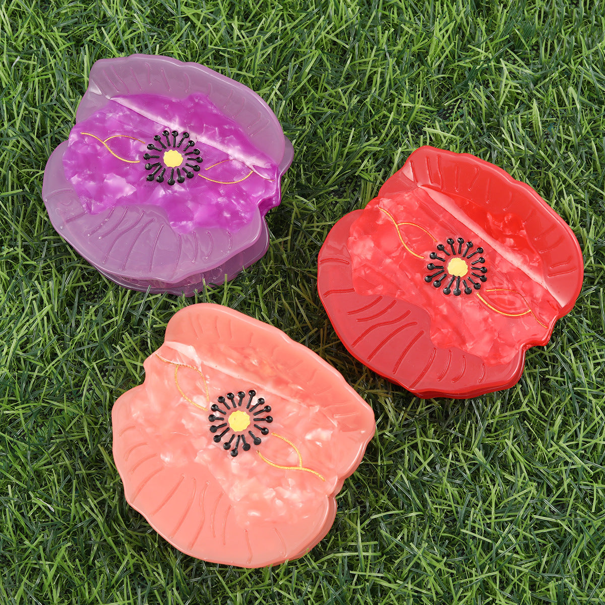 Medium Poppy Flower Hair Claw