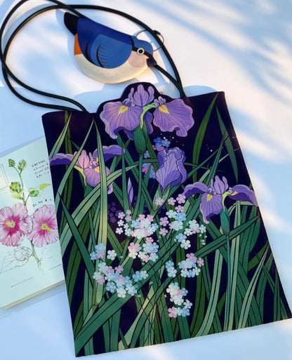 Illustrated Botanical Iris Tulip Caladium Leaf Begonia Lotus Swan Calla Lily Daffodil Tote Bag