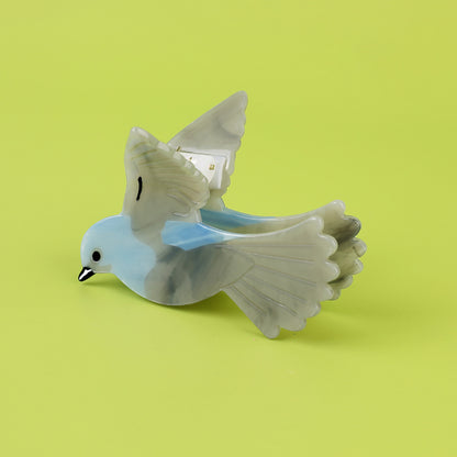 Large Grey Blue Magpie Hair Claw Clip