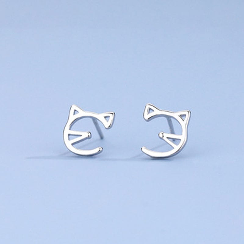 Sterling Silver Cat Head Earrings丨Lemonschunks