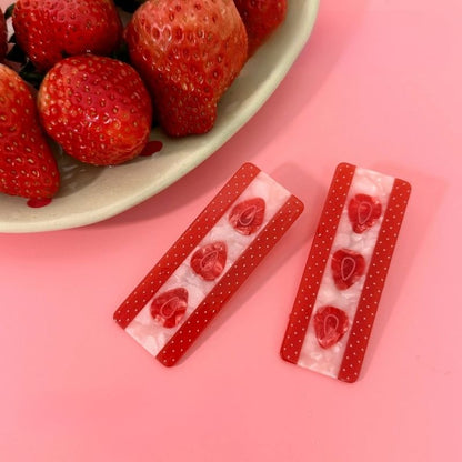 Strawberry with Cream Hair Clip Set