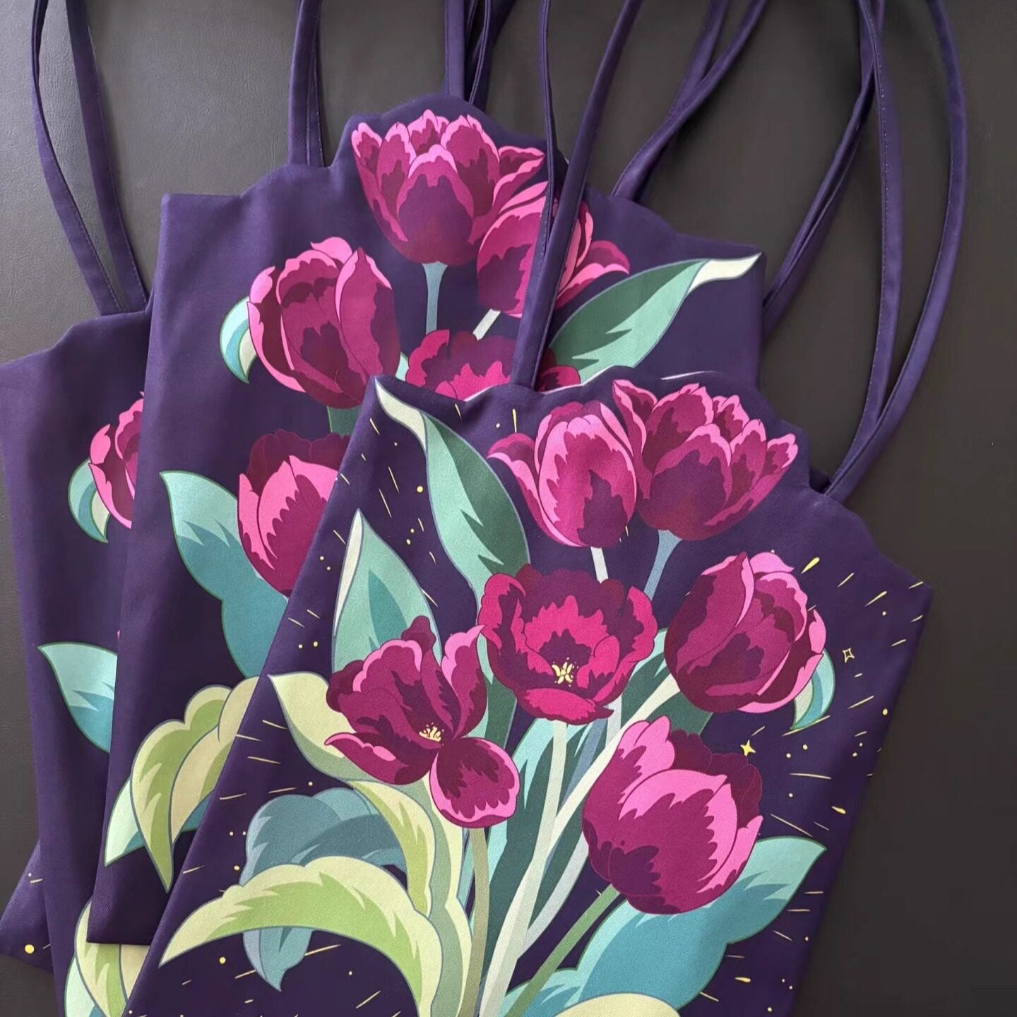 Illustrated Botanical Iris Tulip Caladium Leaf Begonia Lotus Swan Calla Lily Daffodil Tote Bag