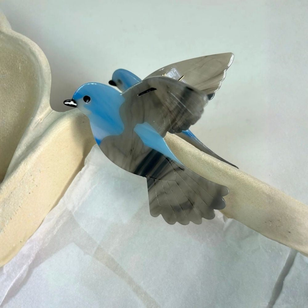 Large Grey Blue Magpie Hair Claw Clip