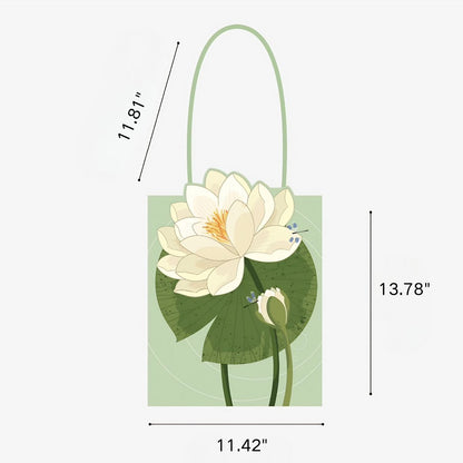 Illustrated Botanical Iris Tulip Caladium Leaf Begonia Lotus Swan Calla Lily Daffodil Tote Bag