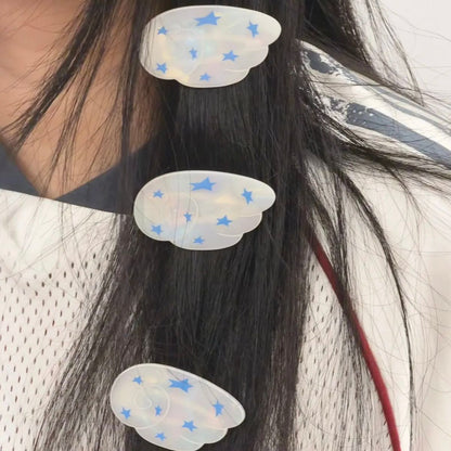 Cream White Vintage Wing Star Hair Clips Set