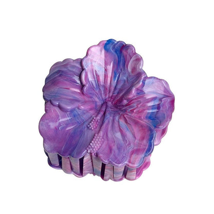 Medium  Purple Marbled Plumeria Hair Claw