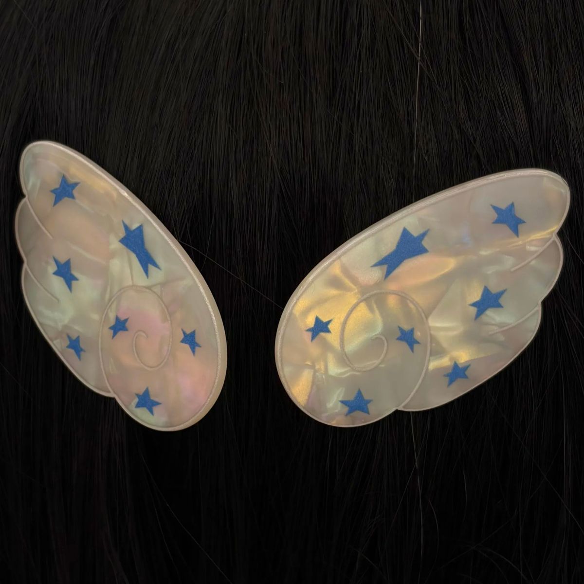 Cream White Vintage Wing Star Hair Clips Set