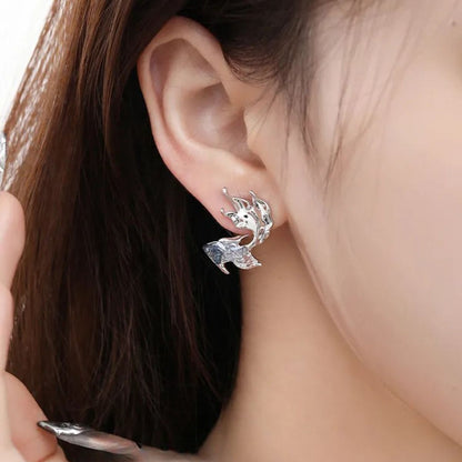 Gradient Blue Goldfish Earrings with 925 Silver Needles