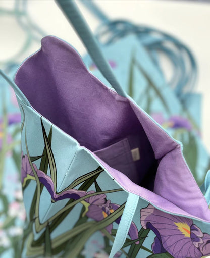 Illustrated Botanical Iris Tulip Caladium Leaf Begonia Lotus Swan Calla Lily Daffodil Tote Bag
