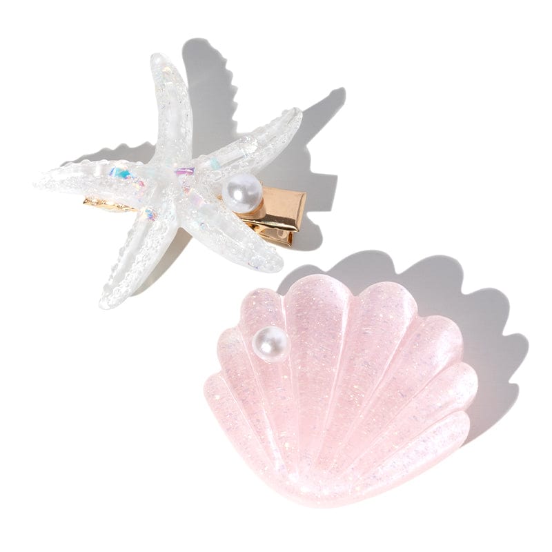 Mini Pink Shell Pearl Starfish Hair Clip Set丨NueShiny - Fhunks