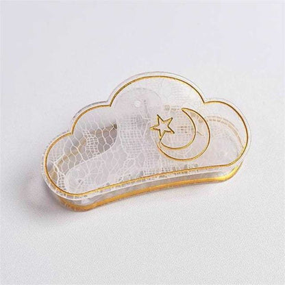 Stars & Moon Mesh Hair Clip In White