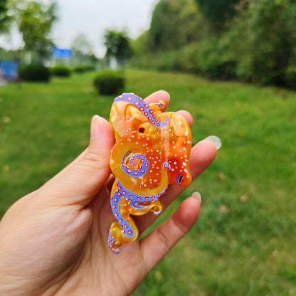 Orange Blue-Ringed Octopus Hair Claw