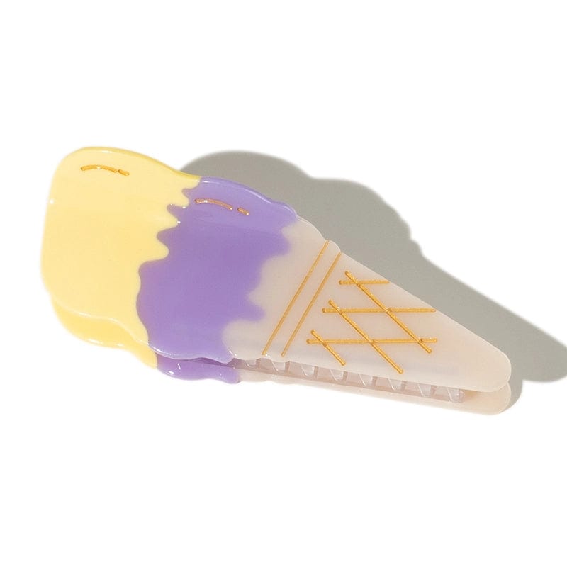 Yellow Purple Sweet Ice Cream Cone Hair Claw