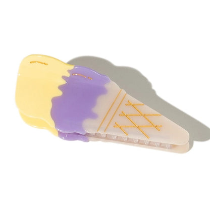 Yellow Purple Sweet Ice Cream Cone Hair Claw
