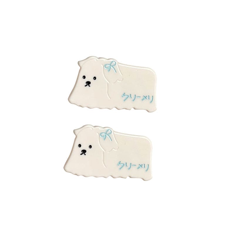 2 Pcs Mini White puppy Side Clip