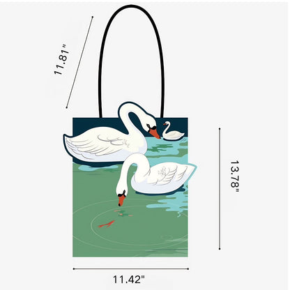 Illustrated Botanical Iris Tulip Caladium Leaf Begonia Lotus Swan Calla Lily Daffodil Tote Bag