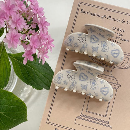 Cat Butterfly Print Rhinestone Bow Hair Claw丨Lemonschunks