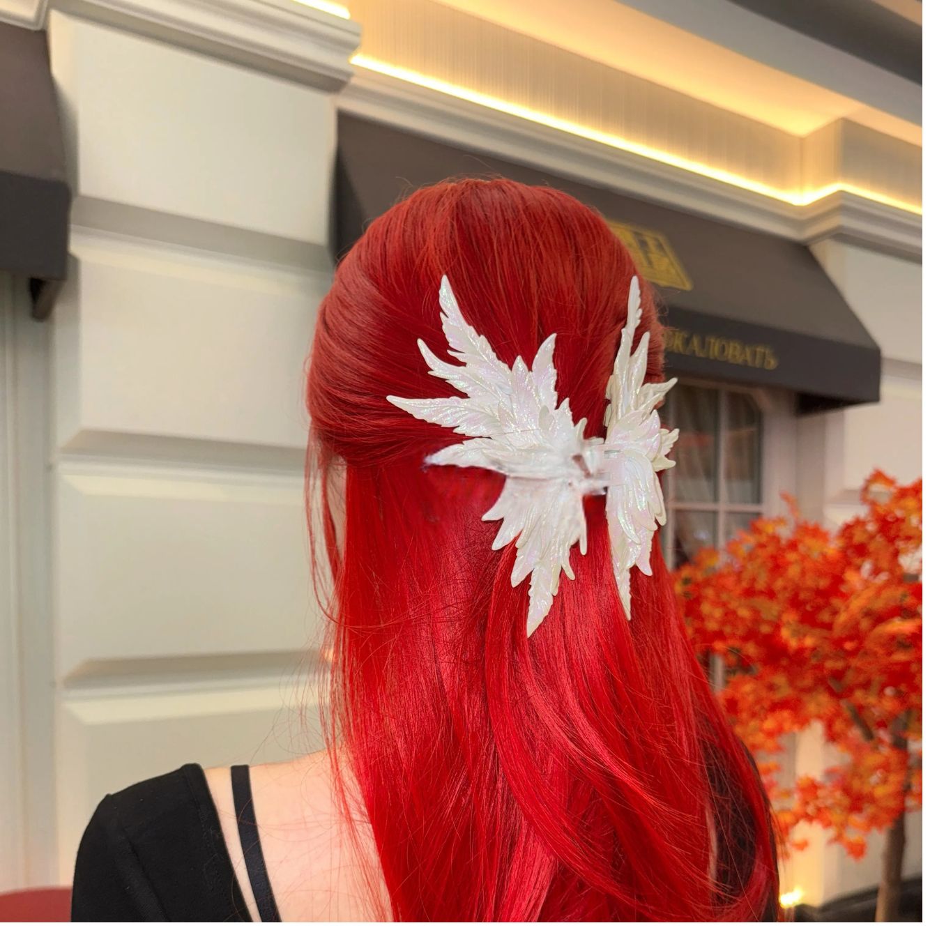 Jumbo Iridescent White Wing Hair Claw Clip