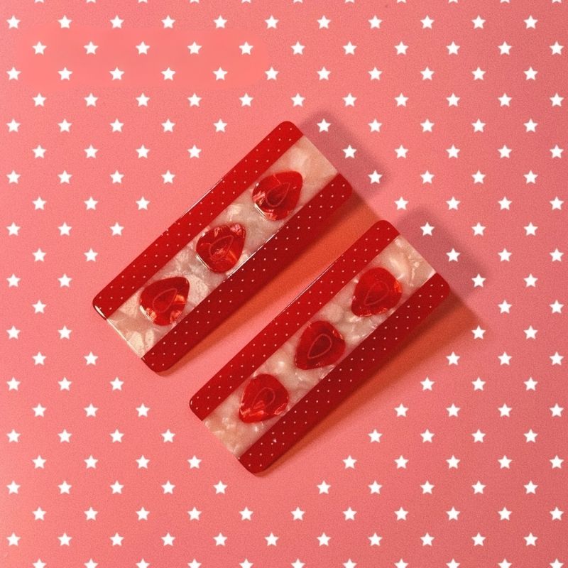 Strawberry with Cream Hair Clip Set