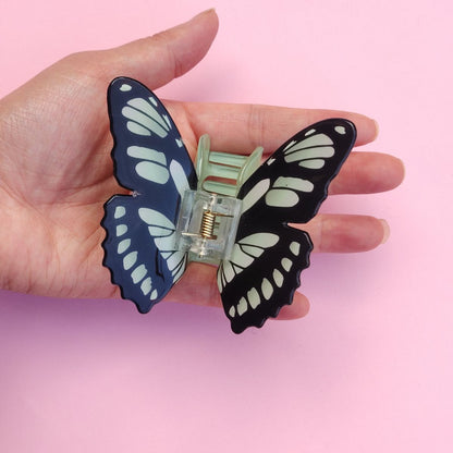 Black and Green Patterned Butterfly Hair Claw