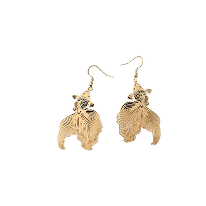 Golden Long Tailed Koi Earrings
