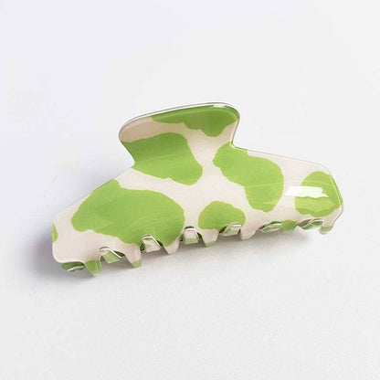 Green & White Textured Acetate Hair Claw