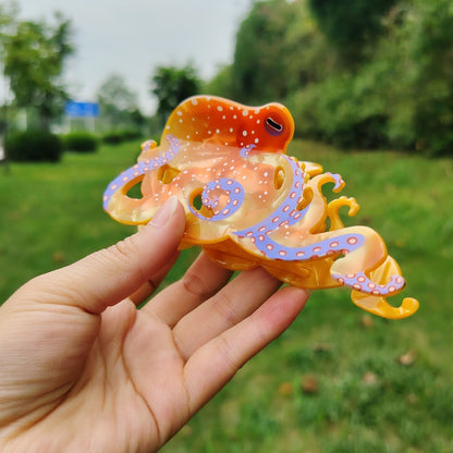 Orange Blue-Ringed Octopus Hair Claw