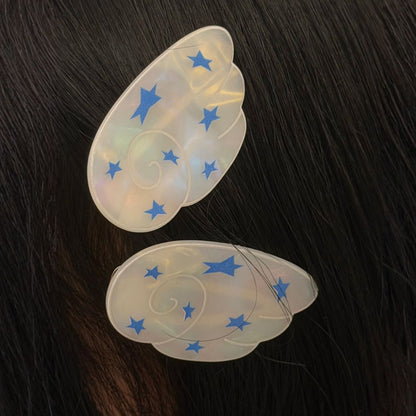 Cream White Vintage Wing Star Hair Clips Set