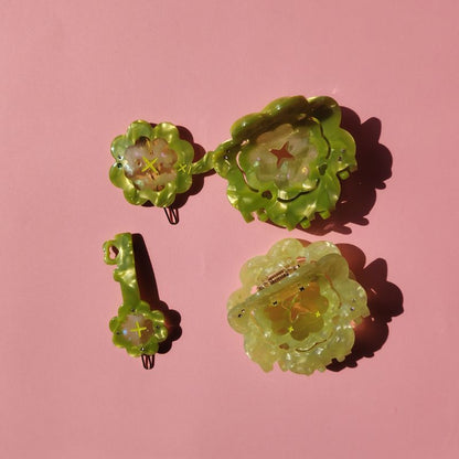 Mini Green Four-Leaf Clover Hair Clip丨Lemonschunks