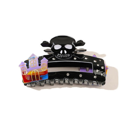 Large Square Skull Castle-Blue Purple Hair Claw