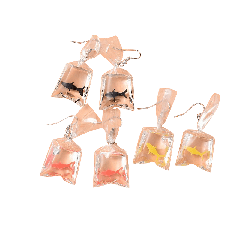 Clear Bag Shark Earrings
