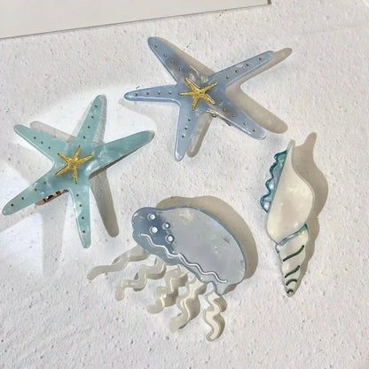 Stylish Blue Starfish Ocean Series Hair Claw