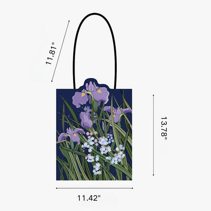 Illustrated Botanical Iris Tulip Caladium Leaf Begonia Lotus Swan Calla Lily Daffodil Tote Bag