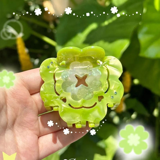 Green Four-Leaf Clover Hair Claw Clip