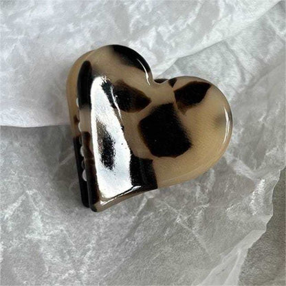 Mini Heart Retro Bangs Claws In Beige Tortoiseshell 4 Pcs Set