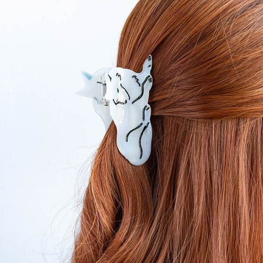 Medium White Wild Wolf Hair Claw Clip丨Lemonschunks