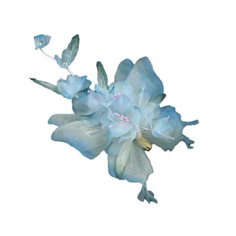 Jumbo Blue Edge Peony Lace Side Clip