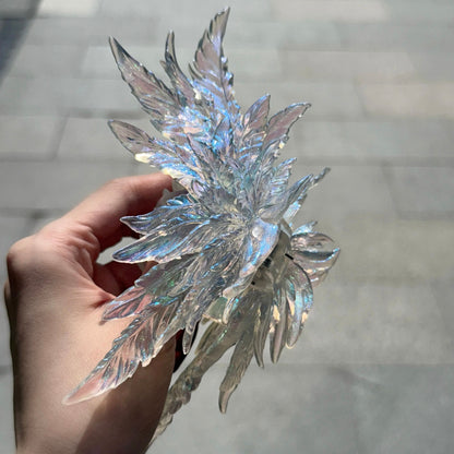 Jumbo Transparent Green Wing Hair Claw Clip