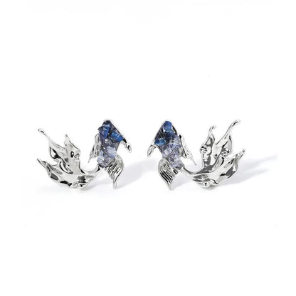 Gradient Blue Goldfish Earrings with 925 Silver Needles