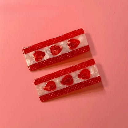 Strawberry with Cream Hair Clip Set