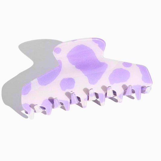 Purple Leopard Print Textured Acetate Hair Claw