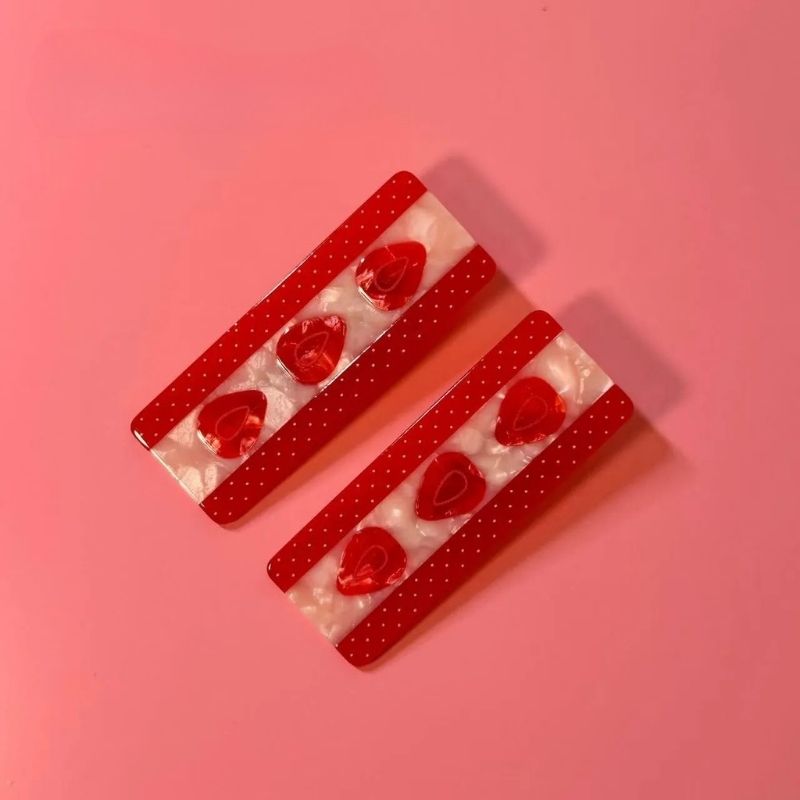 Strawberry with Cream Hair Clip Set
