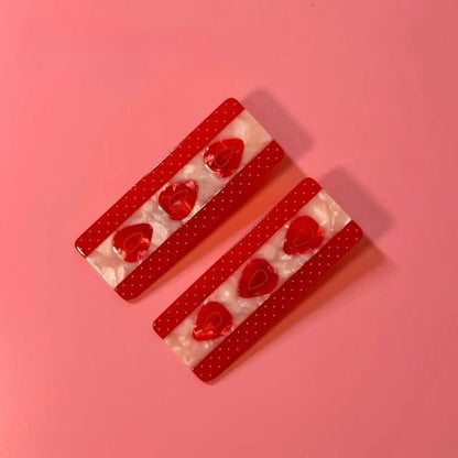 Strawberry with Cream Hair Clip Set