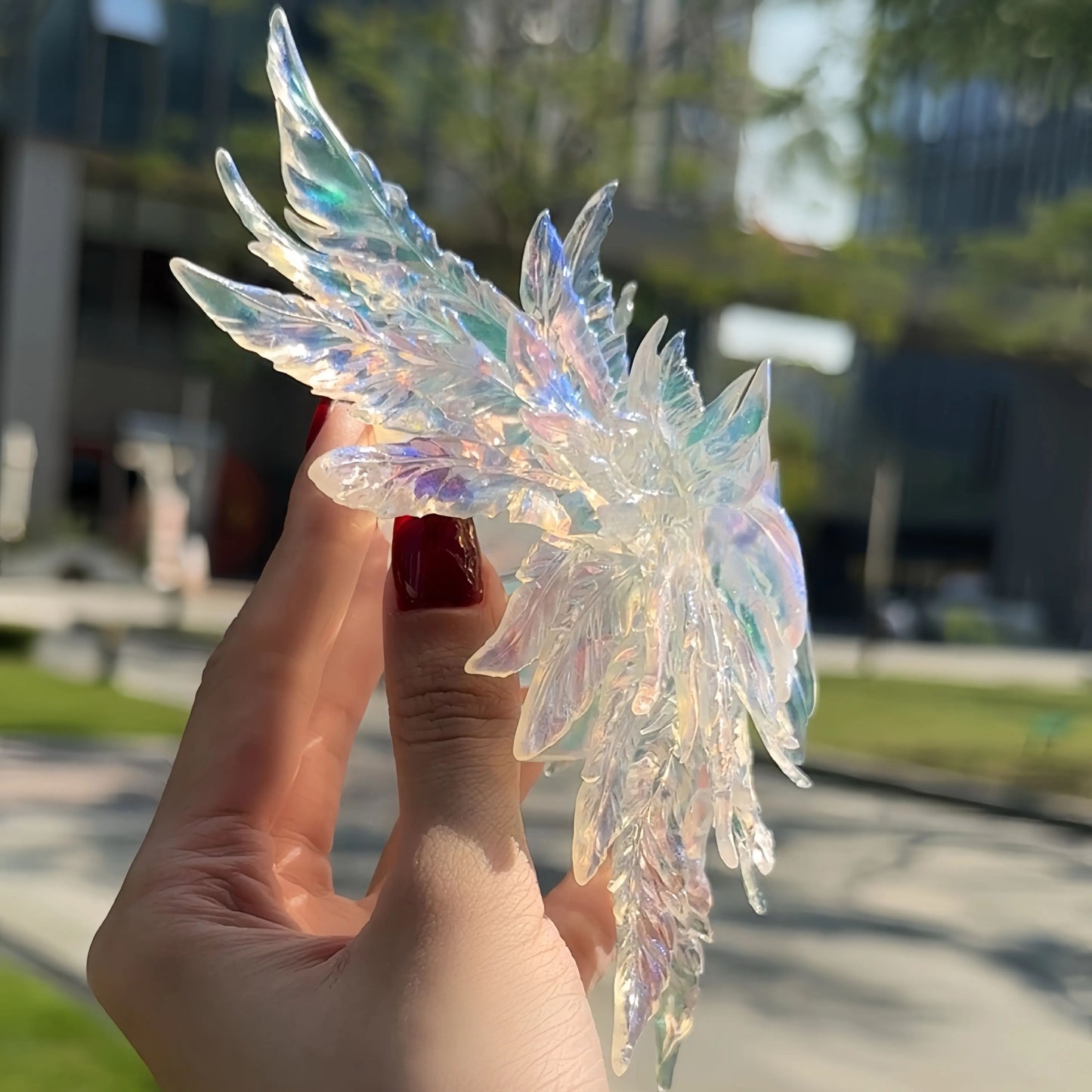 Jumbo Transparent Green Wing Hair Claw Clip