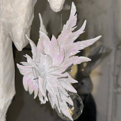 Jumbo Iridescent White Wing Hair Claw Clip