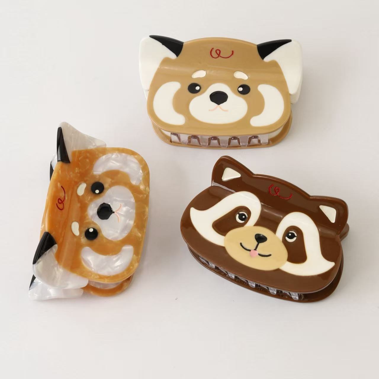 Medium Brown Red Panda Hair Claw Clips