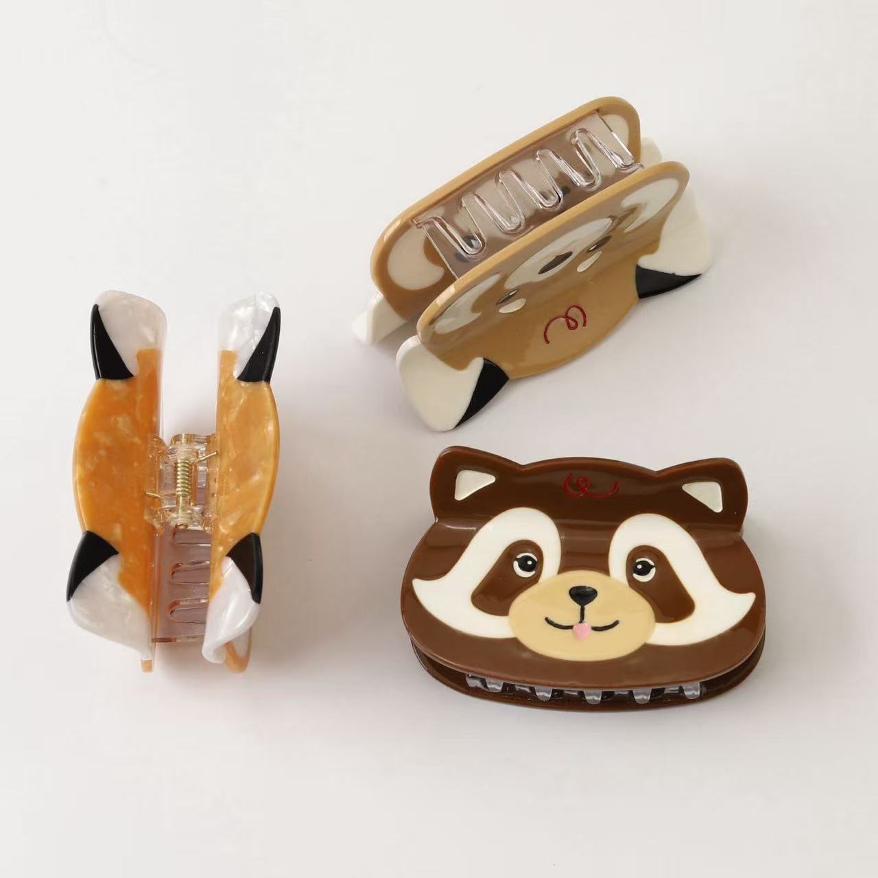 Medium Brown Red Panda Hair Claw Clips