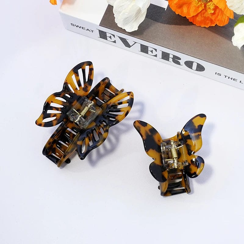 Small Butterfly Hair Claw In Tea