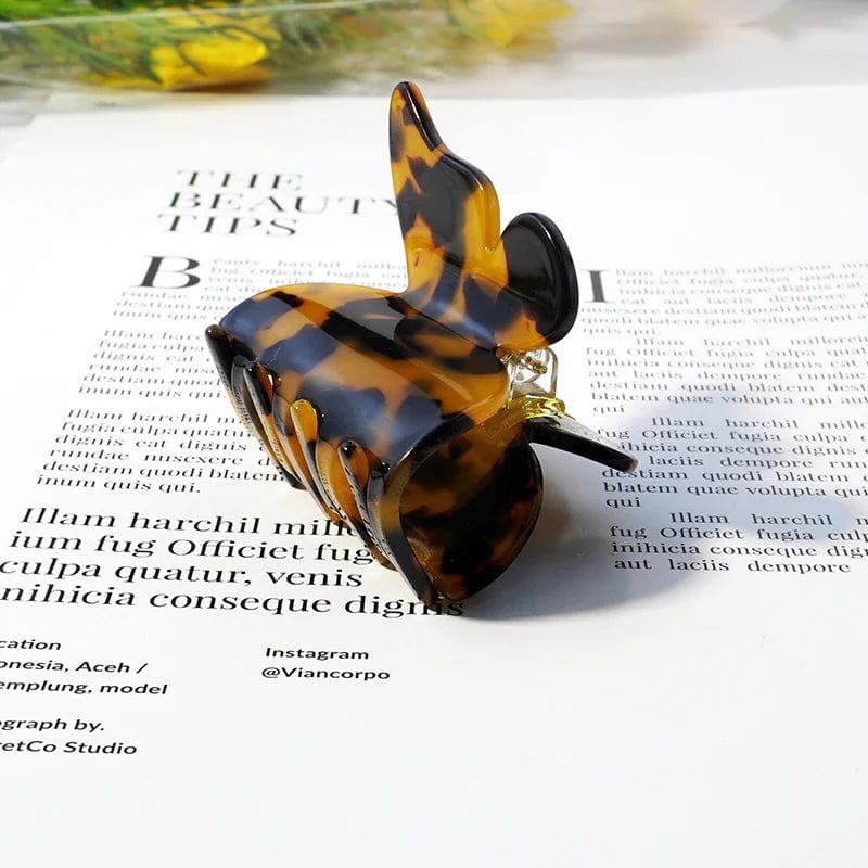 Small Butterfly Hair Claw In Tea